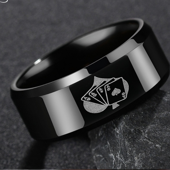 Size 10- Stainless steel black poker heart  r… - Picture 1 of 3